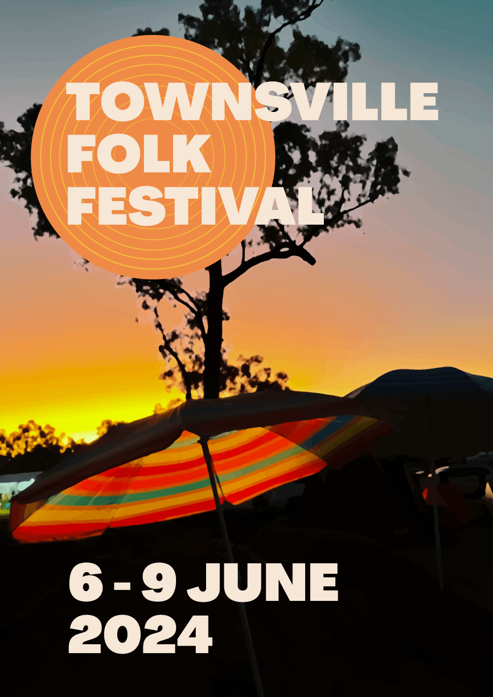 UmbrellasTFFEnhancedSRTFF2024Poster Townsville Folk Festival